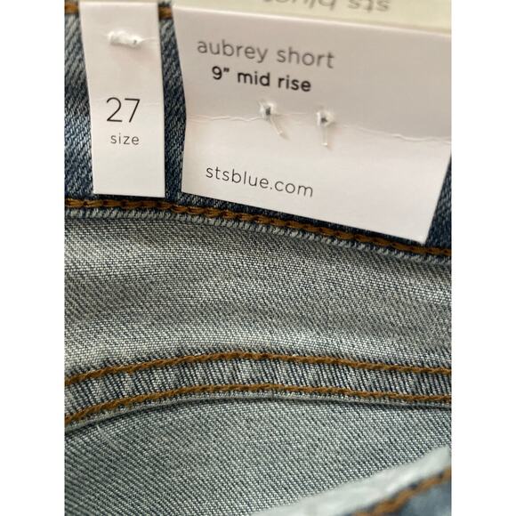STS Blue Women's Size 27 Aubrey 9" Mid Rise Cut Off Shorts Light Wash Denim NWT - Picture 8 of 11